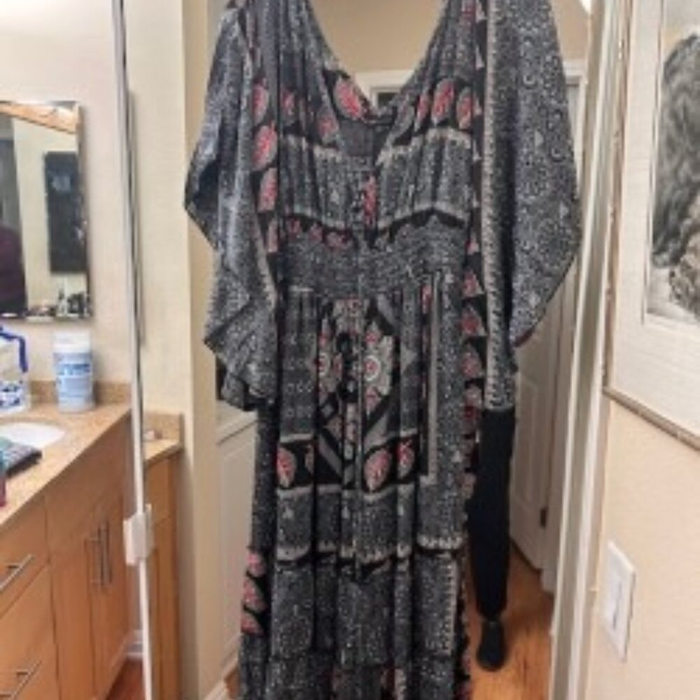 Grey/Black/Red scarf like maxi dress